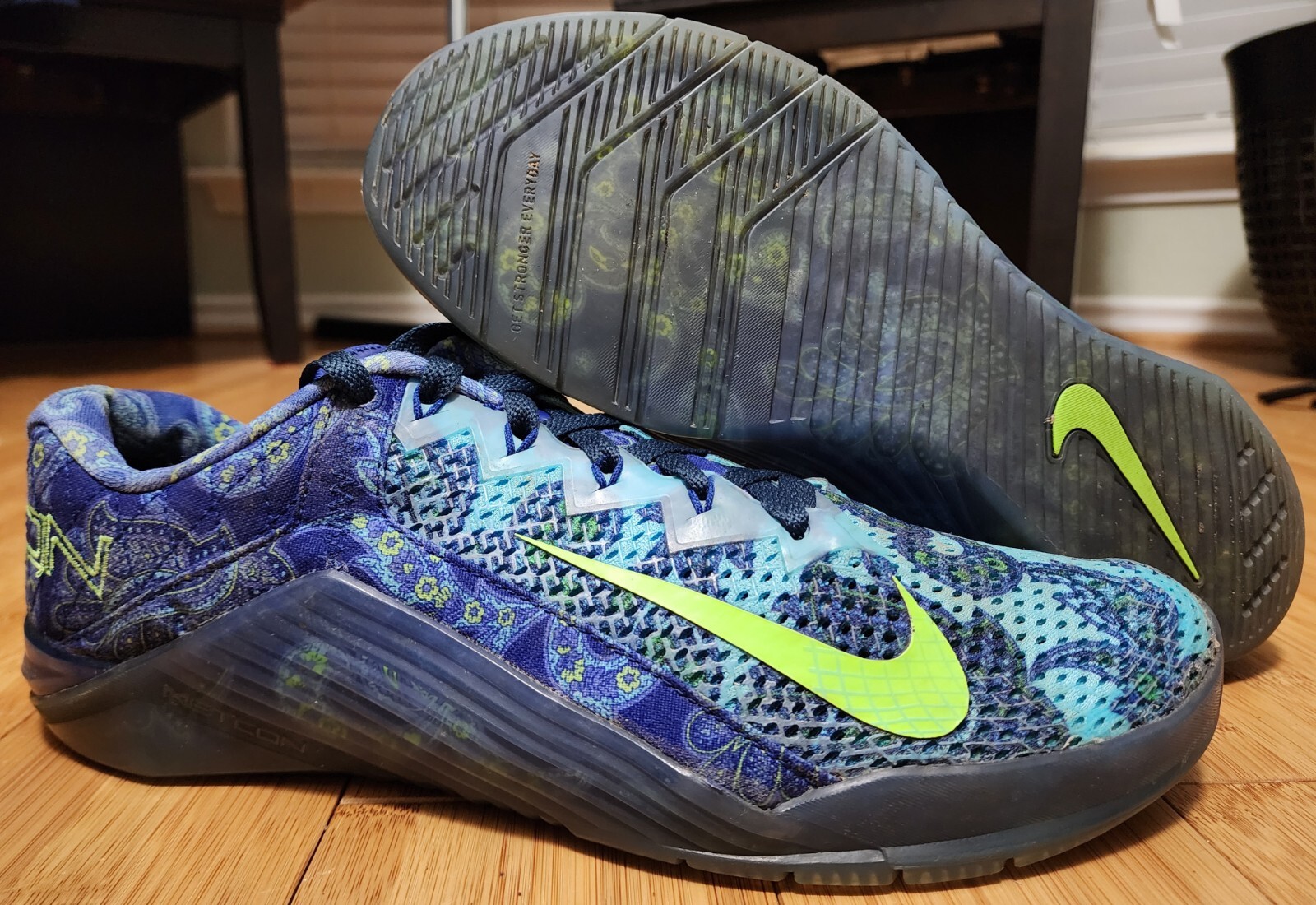 Nike Metcon 6 AMP Shoes Mens 11.5 Blue Paisley Training Workout Cross CZ0602-434
