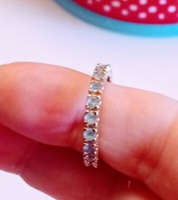 Blue Topaz eternity Band Yellow Gold Plated Silver Size 7 Pre-owned