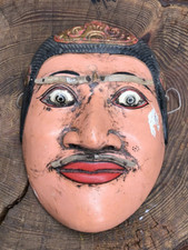 Antike Vintage balinesische Java Wayang Topeng Tanzmaske zeremoniell handbemalt