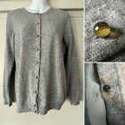 Vintage Stile Benetton Sweater Heather Grey Angora Cardigan Italy Fancy Buttons