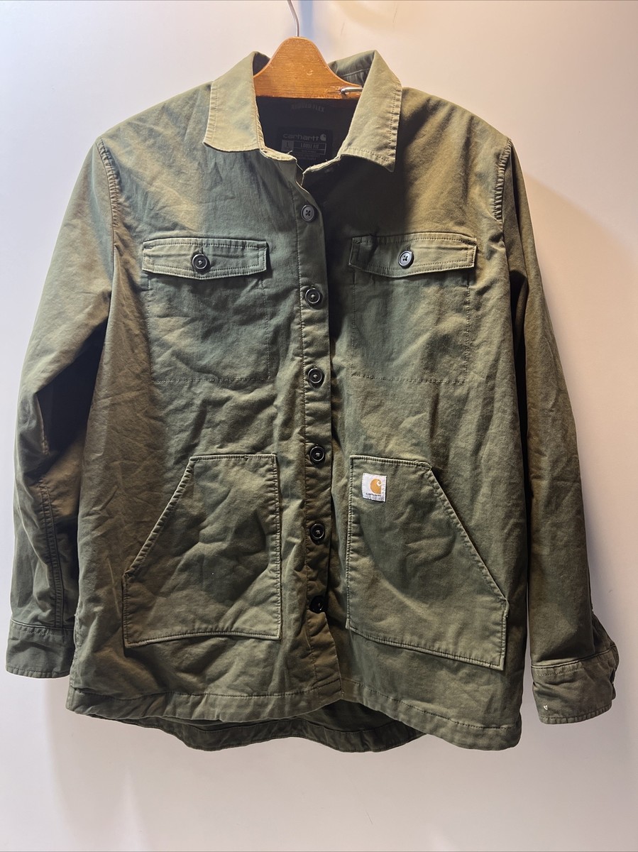 Carhartt Relaxed Fit Twill Lined Overshirt Women's Size L Basil