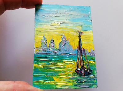 Dolls House Miniature Painting. Venice Original Oil Painting. No frame. 6.5x9 cm