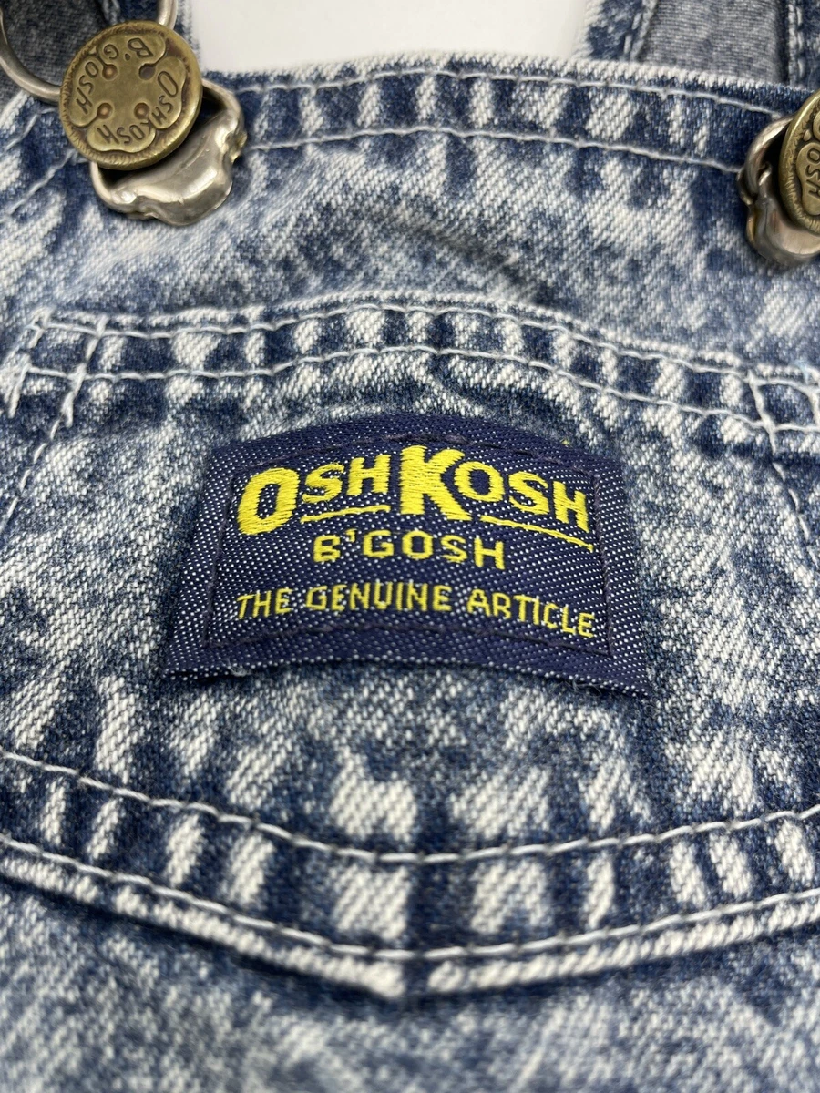 Vintage Oshkosh Acid Wash Shortalls Overalls 18m Vestbak Shorts Blue USA