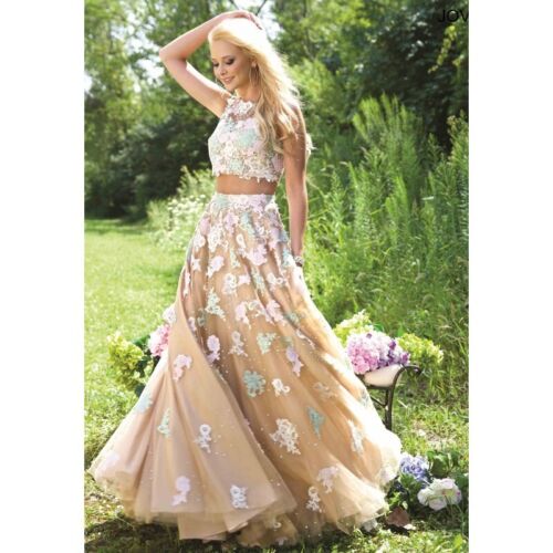 J214 Jovani B23284 Gr. 6 2 STCK. $ 678 BEIGH FORMELLES BLUMENBALLKLEID KLEID - Bild 4 von 12