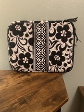     VERA BRADLEY Night  Day 14" Laptop Sleeve Black White Floral
