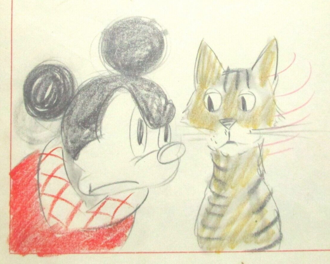 MICKEY MOUSE 1943 CAT Walt Disney ORIGINAL PRODUCTION STORYBOARD cel DRAWING