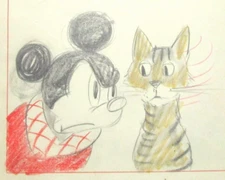 MICKEY MOUSE 1943 CAT Walt Disney ORIGINAL PRODUCTION STORYBOARD cel DRAWING
