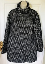 Gerard Darel Designer Houndstooth Coat Jacket Wool Alpaca Black White Uk Size 14
