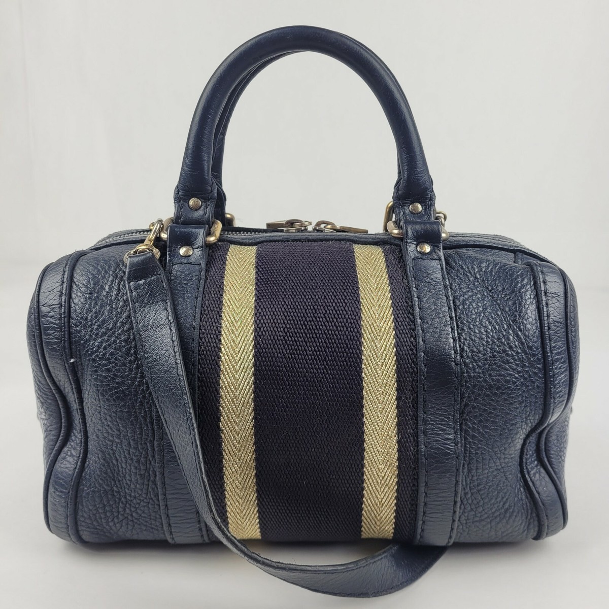 Gucci Dark Blue Leather Mini Boston Bag with Black/Gold Gucci Dark Blue Leather Mini Boston Bag with Black/Gold