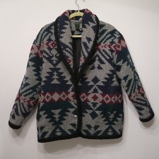 Orvis Jacket Womens Large Blanket Navajo Ranch Work Coat Tribal Accent Buttons