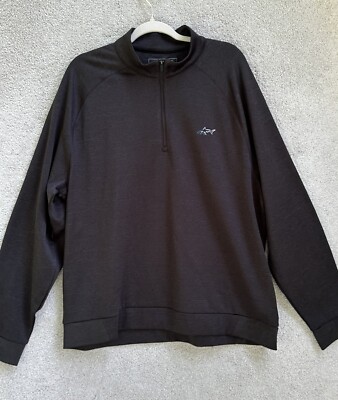 Greg Norman Jacket Adult 2XL Black Long Sleeve Pullover Blue White Shark Logo