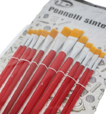 SET 12 PENNELLI PIATTI DIPINGERE PITTURA PITTURARE COLORI ACRILICI TEMPERA OLIO