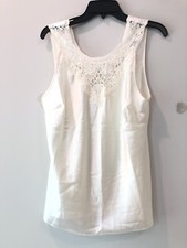 Cinema Etoile Slip Top Nightgown Sz Large L Beige Satin Lace Beaded Trim