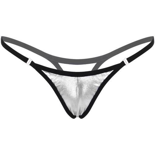 UK Womens Shiny Metallic Bikini Bottoms Low Rise T-back Thongs Underwear Panties - Picture 63 of 85