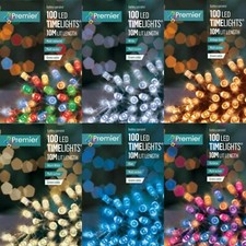 100 Battery Premier Lights Warm Rainbow White Blue Vintage Indoor Outdoor Timer