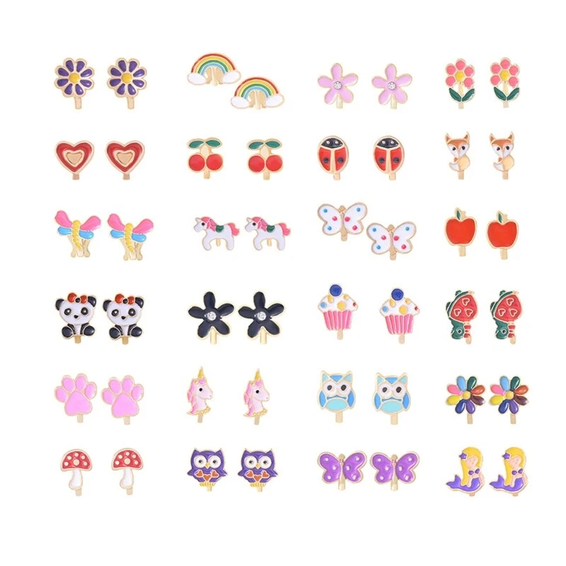 20 Pairs of Girls Clip On Earrings Kids Cute Flower Earring