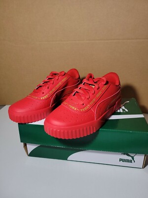 Puma Cali Taping Ps Sneakers Red And Gold 373664 04 Kids Size