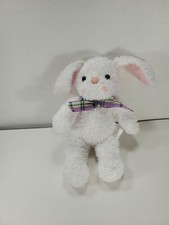 10" Easter Bunny White With Colorful Bow Stuffed Plush Toy Animal