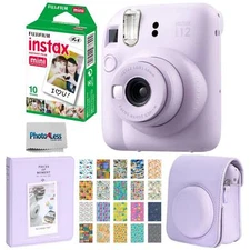 Fujifilm Instax Mini 12 Instant Film Camera - Lilac Purple + Film + Case, Bundle