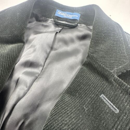 VINTAGE Polo Ralph Lauren blazer uomo taglia 44R nero velluto a coste giacca cappotto sportivo - Foto 3 di 11