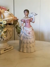 Vintage Homco - Woman W/ Fan  & Pink Dress- 1421 - Matte Finish - See All Photos