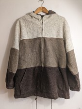 Ladies Reversible Fleece Jacket Size M 10 12 Vintage Brown Silk & Faux Shearling
