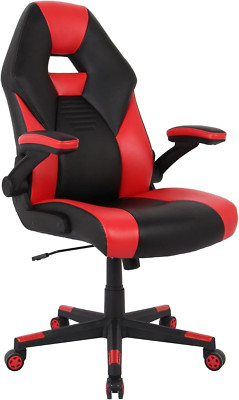 RS Gaming  RGX Faux Leather High-Back Gaming Office Chair, Black/Red, BIFMA Comp