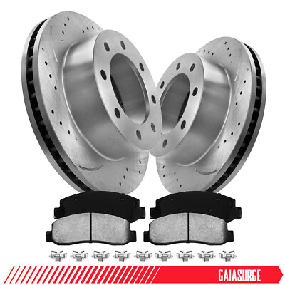 4WD Front Disc Brake Rotors + Brakes Pads for Ford F-250 F-350 Super Duty 8Lug