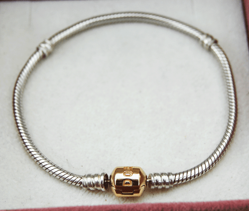 Gen Pandora 18cm Sterling Silver Bracelet with 14ct. gold lock - 590702HG - Picture 2 of 3