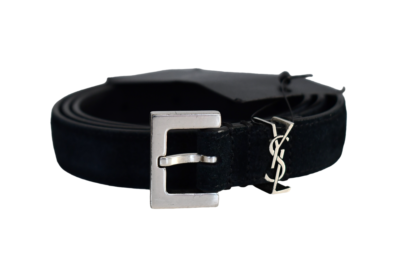 SAINT LAURENT Solid Black SUEDE YSL-LOGO CASSANDRE Women display picture 1