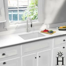 Highpoint Collection 24" Single Bowl Fireclay Laundry,  Kitchen Prep Sink White