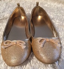 Gold Glitter Ballet Flats Shoes Size 4 Big Girls Slip On Dressy Casual Crazy 8