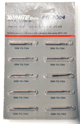SS White Burs SSW FG 7004 Type 2 Class 4A Round finishing bur, pack of 10 burs