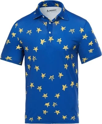 Herren Royal and Awesome blau Eurostar Golf Poloshirt EU Flagge Top Größe S - XXL