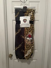 Ed Hardy Tan Brown 60x70 Reversible Tiger Cheetah Print Plush Throw Blanket NWT