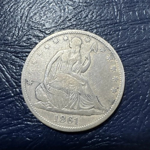 1861-O Seated Liberty Half Dollar 50c VF rare coin American Civil War Era