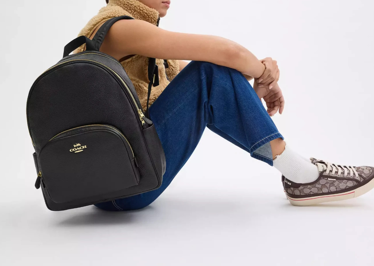 Coach 5669 Large Refined Pebbled Leather Court Backpack Bag Black