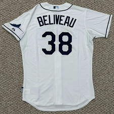 BELIVEAU size 46 #38 2015 Tampa Bay Rays game jersey issued HOME WHITE MLB HOLO