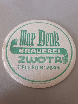 Alter Bierdeckel Max Denk ,Brauerei Zwota Vogtland, DENK BIER, selten