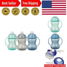 3-Piece No-Spill Grip N  Sip Cup Set for Kids - Soft Spout 10 Ounce