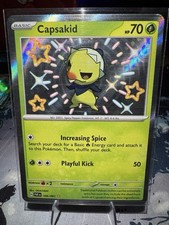 Pokémon TCG SV Paldean Fates Shiny Holo carta rara Capsakid 106/091 ottime condizioni