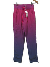 NWT Sz XXS Figs Womens Yola FREEX LINED Scrub Pants Yoga Pink/Purple Ombre