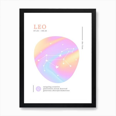 Löwe Sternzeichen | Aura Brights Kunst gerahmtes Wandbild Poster Leinwanddruck Bild