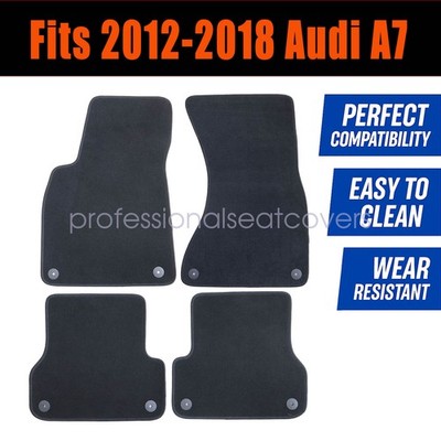 Front & Rear Floor Mats Carpet Waterproof Black Velour For 2012-2018 Audi A7