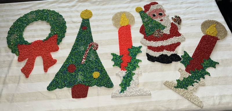 Nice lot of 5 Vintage Melted Plastic Popcorn Christmas  Holiday Decorations 
