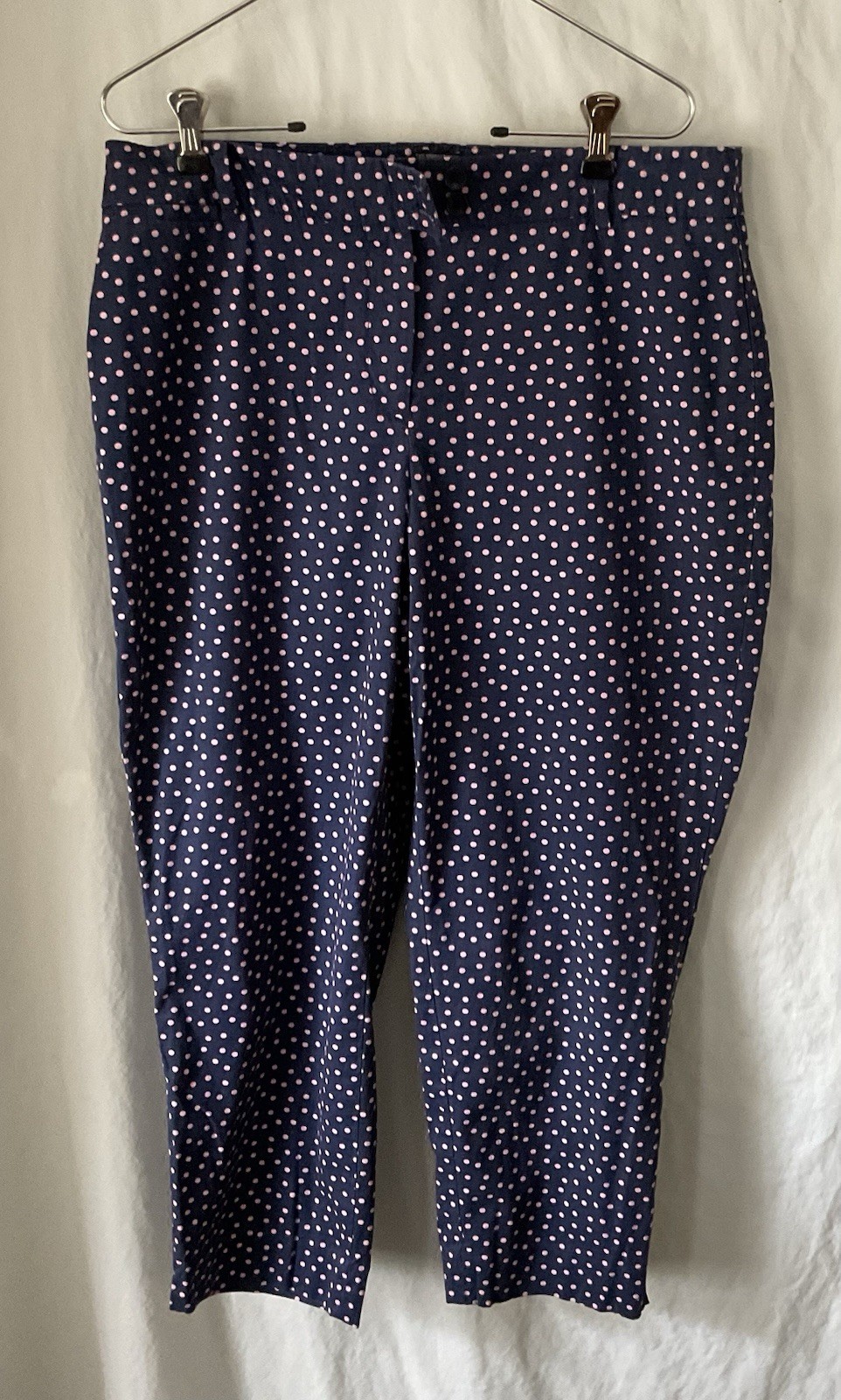 Talbots Womens 10 Blue Pink Polka Dot The Perfect Crop Curvy Straight Leg Pant