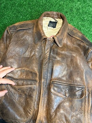 AVIREX 1980's Vintage A-2 Leather Bomber Flight Jacket XS Brown