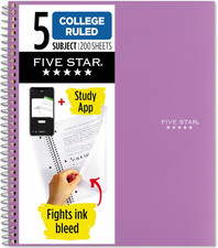 Spiral Notebook  Study App, 5 Subject, College Ruled Paper, 8-1/2" x 11", 200 S
