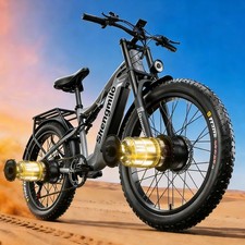 Electric Bike Dual Motor 2000W 26" Fat Tire EBike Up to 28MPH 48V17.5AH 7-Speed
