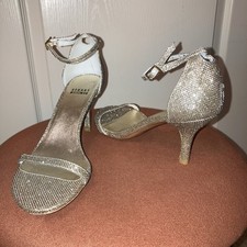 STUART WEITZMAN Heels SANDALS Glitter NAKED Nudist PLATINUM - Sz 7 M NEW 